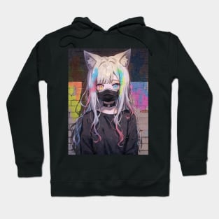 Kawaii Aesthetic Colorful Nekomimi Anime Cat Girl Graffiti Art Style Hoodie